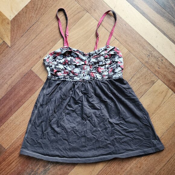 Abercrombie & Fitch Vintage Brown/Pink Floral Tank Top Size Medium - Picture 2 of 16